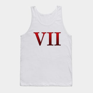 Red Roman Numeral 7 VII Tank Top